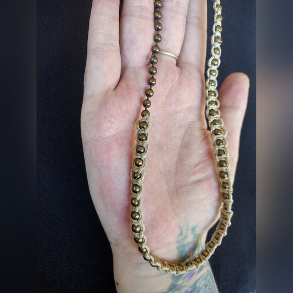 Y2K Hemp Rope Metal Ball Beaded Choker Necklace - Picture 4 of 10